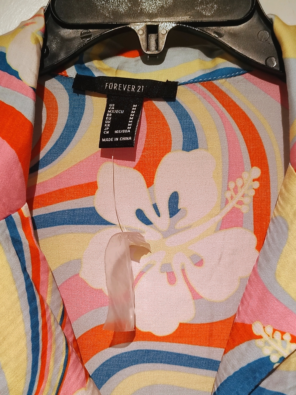 Retro Tropical Hibiscus Psychedelic Print Button Front Blouse - Picture 2 of 7